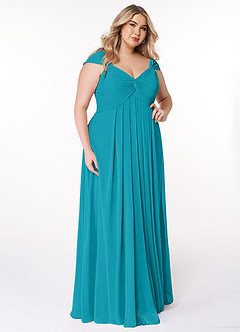 Azazie Kaitlynn Bridesmaid Dresses Jade Empire Ruched Chiffon Convertible Dress image12