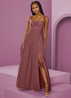 Barbie ♥ Azazie Bridesmaid Dresses Desert Rose A-Line Pleated Chiffon Dress image4