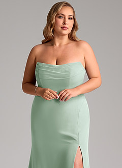 Azazie Saige Brautjungfernkleider Wandelbar A-Linie Schulterfrei Chiffon Kleid Agave image11
