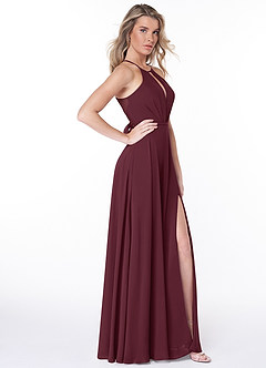 Azazie Evalleen Bridesmaid Dresses Cabernet A-Line Pleated Chiffon Dress image5