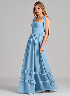 Azazie Anastacia Final Sale Steel Blue A-Line Sweetheart Neckline Chiffon Dress image5