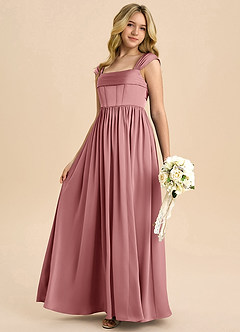 Azazie Hattie Junior Klä av A-Line i Stretch Satin Plisserad image6