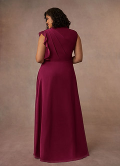 Azazie Narine vestidos de madre de la novia Vestido Borgoña de Gasa de Corte en A con Cuello alto plisado image2