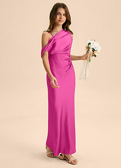 Azazie Emerson Junior Klä av Tubklänning i Stretch Satin Av axeln image5