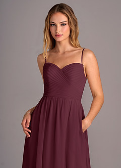 Azazie Joni Bridesmaid Dresses Cabernet A-Line Strapless Chiffon Convertible Dress image2