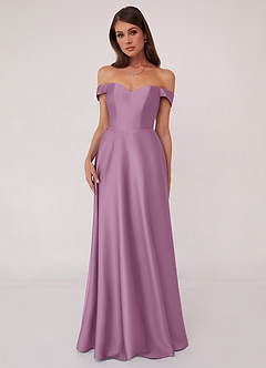 Barbie ♥ Azazie Bridesmaid Dresses Wisteria A-Line Off the Shoulder Stretch Satin Convertible Dress image1