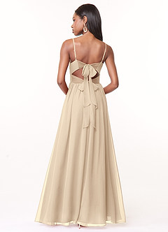 Azazie Zeya Bridesmaid Dresses Champagne A-Line V-Neck Pleated Chiffon Dress image3