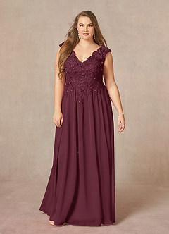 Azazie Amethyst Mother of the Bride Dresses Cabernet A-Line V-Neck Sequins Chiffon Dress image13