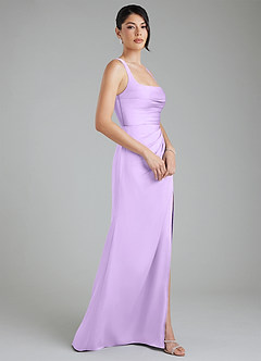 Azazie Sierra Bridesmaid Dresses Lilac A-Line Corset Stretch Satin Dress image3