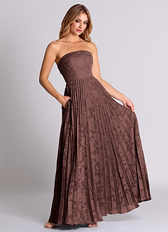 Azazie Mariana Bridesmaid Dresses Espresso A-Line Strapless Floral Burnout Convertible Dress image3