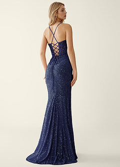 Noellress Dark Blue Lace Sequin Embroidery Beading Prom Dress image7
