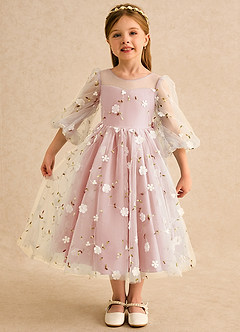 Azazie Elowen Flower Girl Dresses Rosette A-Line Sweetheart Neckline Lace Dress image1