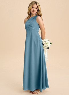 Azazie Phaedra Junior Bermuda A-Line Pleated Chiffon Dress image1