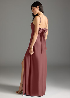 Azazie Melia Bridesmaid Dresses Desert Rose A-Line Bow Stretch Crepe Dress image1