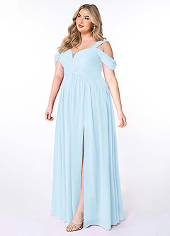 Azazie Lianne Bridesmaid Dresses Sky Blue A-Line Off the Shoulder Chiffon Dress image10