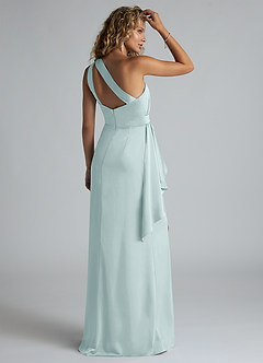 Azazie Maive Robes de demoiselle d'honneur Robe Fourreau en Satin extensible Rayé Brume image3