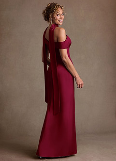 Azazie Kamala 신부의 어머니 드레스 쉬스 한쪽 어깨 스트레치 새틴 플로어 길이 드레스 image5