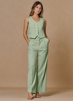 front Rowan Dusty Sage Refined Weave Performance pants