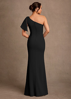 Azazie Haddie Moeder van de bruid jurken Kolom Jurk van Stretch crêpe One-Shoulder Zwart image2