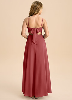 Azazie Shale Junior Rust A-Line Bow Chiffon Dress image1