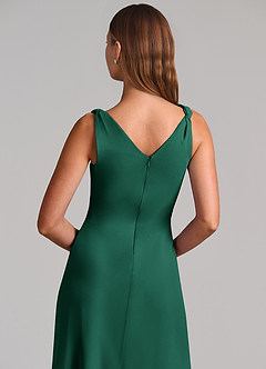 Azazie Nerine Brudtärnklänningar Klä av A-Linje i Chiffong Plisserad Smaragdgrön image7