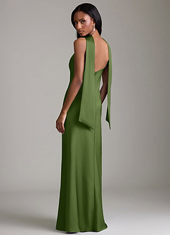 Azazie Cassiana Jurken voor bruidsmeisjes Jurk van Stretch Satijn met Zeemeermin Geplooid Jeneverbes image2