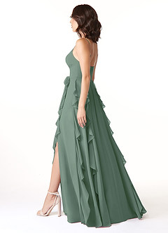 Azazie Peyton Bridesmaid Dresses Eucalyptus A-Line Ruched Chiffon Dress image4