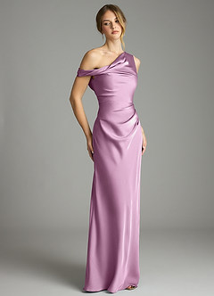 Azazie Emerson Bridesmaid Dresses Wisteria Mermaid Off the Shoulder Stretch Satin Dress image5