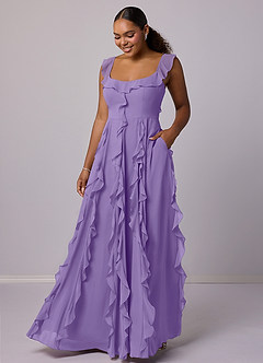 Barbie ♥ Azazie Robes de demoiselle d'honneur Robe Trapèze en Mousseline de soie avec poches Tahiti image7
