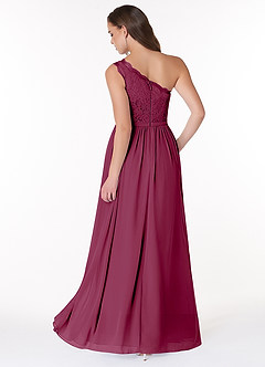 Azazie Demi Brautjungfernkleider A-Linie One-Shoulder Chiffon Kleid Maulbeerrot image2