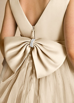 Azazie Pear Flower Girl Dresses Champagne Ball-Gown Bow Tulle Dress image6