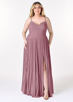 Azazie Vini Bridesmaid Dresses Vintage Mauve A-Line V-Neck Pleated Chiffon Dress image7