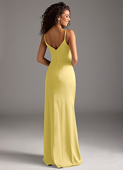 Azazie Deandra Bridesmaid Dresses Canary Mermaid Pleated Stretch Satin Dress image2