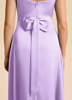 Azazie Kiki Junior Lilac A-Line Bow Stretch Satin Dress image7