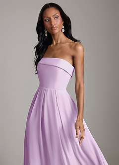 Azazie Lucienne Bridesmaid Dresses Frosted Lilac A-Line Strapless Chiffon Convertible Dress image4