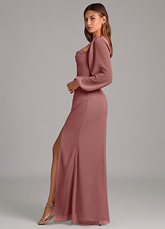 Azazie Brixley 신부 들러리 드레스 인어 긴팔 쉬폰 바닥 길이 드레스 image3