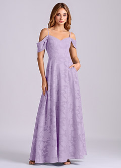 Azazie Marley Final Sale Lilac A-Line Off the Shoulder Floral Burnout Convertible Dress image5