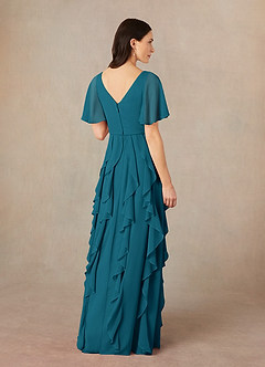 Azazie Watson Mother of the Bride Dresses Ink Blue A-Line V-Neck Chiffon Dress image4