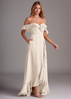 Azazie Lyra Bridesmaid Dresses White Alabaster A-Line Chiffon Convertible Dress image6