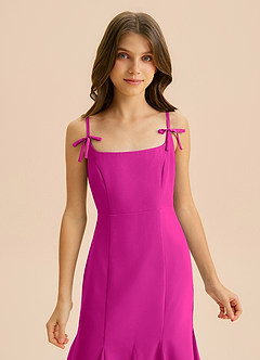 Azazie Evey Junior Abito Sirena in Chiffon Plissettato Fucsia image6