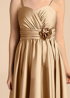 Azazie Catalina Junior Jurk van Stretch Satijn met A-Lijn Sweetheart Halslijn Champagne image8