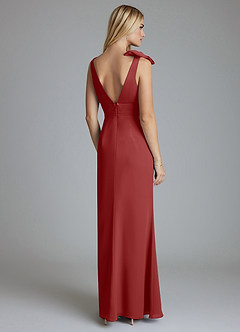 Azazie Taro Bridesmaid Dresses Rust Sheath Bow Chiffon Dress image2
