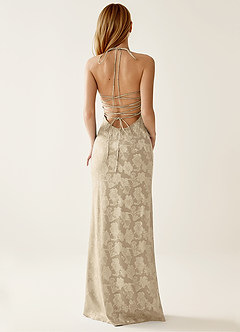Angena Creme Jacquard-Sonnenkleid mit offenem Rücken image2