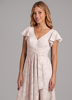 Azazie Omari Robes de demoiselle d'honneur Robe Trapèze en Blumen-Burnout Plissée Rose Pâle image2