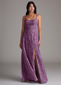 Azazie Moira Brautjungfernkleider A-Linie Seitliche Cut-Outs Blumen-Burnout Kleid Blauregen image4