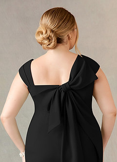Azazie Ellen Mother of the Bride Dresses Black Sheath Side Slit Stretch Crepe Dress image11