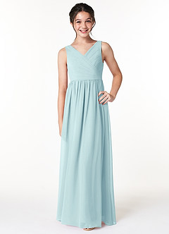 Azazie Sawyer Junior Sea Glass A-Line Pleated Chiffon Dress image1