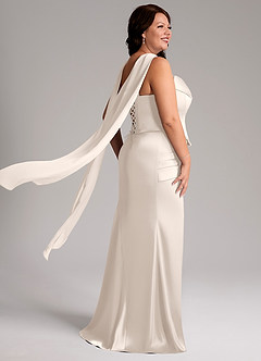 Azazie Sorrel Robes de demoiselle d'honneur Robe Sirène Convertible en Satin extensible Bustier Albâtre Blanc image8
