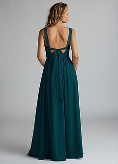 Azazie Aziza Bridesmaid Dresses Pine A-Line V-Neck Pleated Chiffon Dress image4
