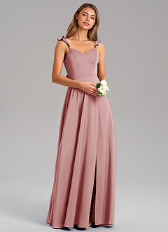 Azazie Everett Bridesmaid Dresses Dusty Rose A-Line Stretch Satin Dress image1